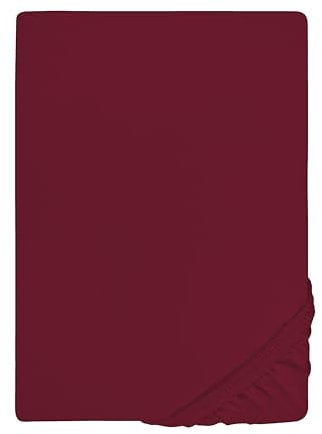 biberna 0077144 Spannbetttuch Feinjersey (Matratzenhöhe max. 22 cm), gekämmte Baumwolle, superweich 1x 180x200 cm - 200x200 cm, burgunder