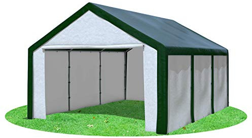 Stabilezelte Partyzelt 4x6 m Modular Pro PE 240 g/m² wasserdicht inkl. Seiten Festzelt Gartenzelt Grün Weiss