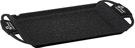 Pradel Excellence - Planche 48 x 28 x 4,7 cm - Fonte d'Aluminium - Revêtement Anti-Adhésif Façon Pierre - Manche Amovible Ergonomique - Compatible Tous Feux dont Induction et Four jusqu'à 180°C