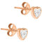 Carissima Orecchini a Perno con Zircone Cubico da 4 mm e Cuore da 5 mm in Oro Rosa 9 ct
