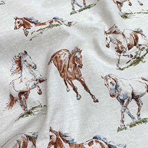 Vintage Leinen Look Land Seite Tiere Digital Print Baumwolle Blend Rustikal Design Hühner Hasen FLAMENGOS Pferd Fasan Material Möbelstoff WILD HORSES