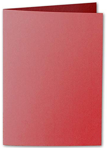 ARTOZ 25x DIN B6 Faltkarten - Rot (Rot) gerippt 120 x 169 mm Klappkarten blanko - Karten zum selbstgestalten mit 220 g/m² edle Egoutteur-Rippung - Serie 1001