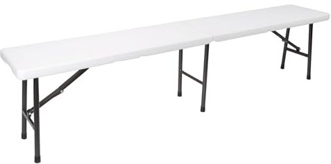 Perel Klappbank, klappbare Gartenbank, Campingbank, Gartenbank faltbar, Bank Kunststoff Outdoor, Picknick, wetterfest, mit Tragegriff, bis zu 400 kg belastbar, weiß
