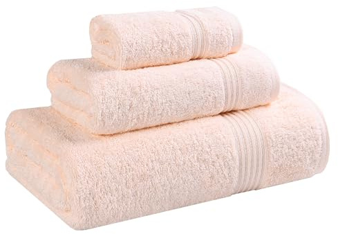 Superior Long-Staple Combed Cotton 3-Piece Towel Set, Peach
