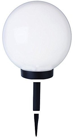 Best Season 477-77 LED-Solar-Kugel, Durchmesser 20 cm, 1 warm weiß LED, abnehmbarer Erdspieß mit Solarpanel, inklusive Akku, outdoor, Vierfarb-Karton, weiß, Nero (Schwarz)