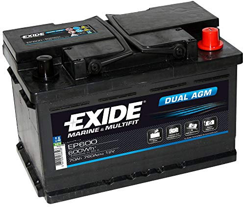 Exide EP600 Dual AGM Starter-Batterie und Versorgungsbatterie 12V 70Ah 600Wh 760A
