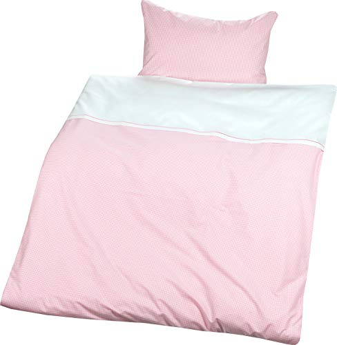 Lorenchen/Lorena Mako-Batist Karo Kinderbettwäsche Maxi Rosa oder Blau 100% Baumwolle kariert (135 x 200 cm + 80 x 80 cm, Rosa)