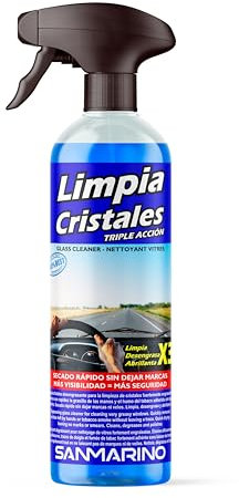 LIMPIARCOCHE.COM SANMARINO LIMPIACRISTALES DESENGRASANTE Triple ACCIÓN con Pistola. 500 ML.