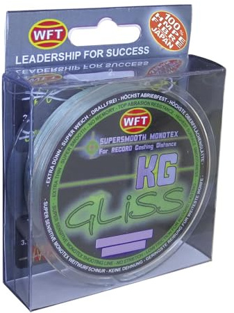 WFT Gliss KG Monotex Line 150m - Geflochtene Angelschnur, Grüne, Gelbe, Pink oder Transparente Farben, 150m Lauflänge