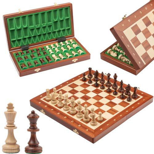 Professionelles Tournament Schach Spiel Set NO. 3 | Master Of Chess | Intarsien Edles Schachbrett 35 cm | Schachspiel Holz Hochwertig - Staunton Chess Set für Alle