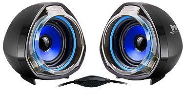 Woxter SO26-055 Big Bass 70 - Altavoces para PC (Mando de Control de Volumen, 15 W de Potencia, Conexiones 3.5 mm, USB, óptimo para PC/Smartphones/Videoconsolas) color Negro/Azul