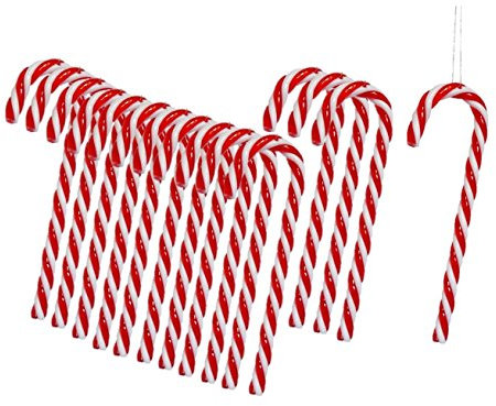 Geschenkestadl Zuckerstangen zum Hängen Rot Weiß 13cm Baumschmuck Weihnachten Anhänger Landhaus (60 Stück)