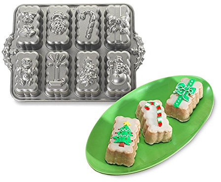 Nordic Ware Pro-Cast Holiday Mini Loaves Cake Tin, Cast Aluminium Mini Loaf Tin, Quality Non-Stick Cake Bake Tray, Colour: Silver