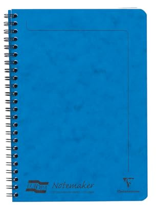 Clairefontaine 4855Z - One Notemakers Europa Blue Spiral Notebook - Size: A5 14,8x21 cm - 120 Detachable Ruled Pages - White Paper 90 g - Glossy Card Cover