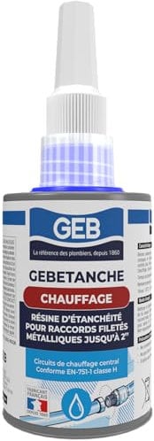 GEB Gebetanche chauffage Résine anaérobie d'étanchéitée pour raccords filetés métal chauffage et air comprimé - 75ml