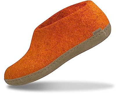 Glerups Filz Hausschuhe Herren und Damen (Größe 43) | Komfortabler Hausschuh mit Weicher Sohle aus Leder | Herren & Damen Slipper Geschlossen | Comfortable Slippers Women & Men