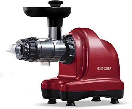 Extracteur de Jus BioChef Axis Cold Press Juicer - Extracteur Masticateur Horizontal pour Herbe de Blé, Fruits et Légumes avec 20 ans de Garantie BioChef (rouge)