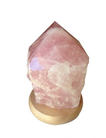 Lampada minerale di quarzo rosa a bordo lucido