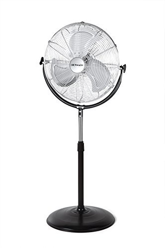 Orbegozo PWS 1950 - Ventilador de pie industrial, 3 velocidades, aspas metálicas, asa de transporte, 155 W, negro y plateado