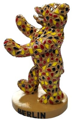 Berliner Bär Statue 10cm - Polyresin in Mosaik-Optik, Handbemalt, Leichtgewicht Souvenir mit Berlin Podest - Kulturelle Dekoration