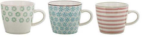 Bloomingville Tassen Patrizia, blau grün rosa, Keramik, 3er Set,9,5cm