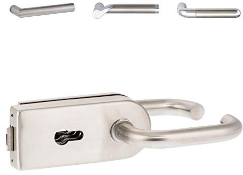 Glastürschloss D PZ (Profilzylinder) Edelstahl matt, mit vielen Drückern zur Auswahl - Orlando