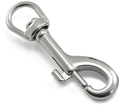 Ganzoo Karabiner-Haken mit Drehgelenk L: 75 mm, Bolzenkarabiner für Hunde-Leine, 1 Stück, Wirbelkarabiner, für Paracord 550 Hundehalsband, rostfreier Stahl, Schnapp-Karabiner Drehkopf, Farbe: Silber