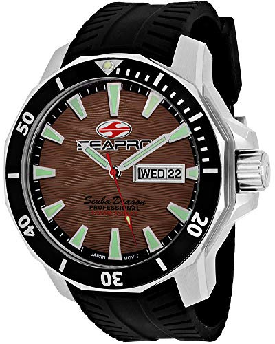 Seapro Men's Scuba Dragon Diver LTD Stainless Steel Quartz Watch with Stainless-Steel Strap, Black, 24 (Model: SP8315)