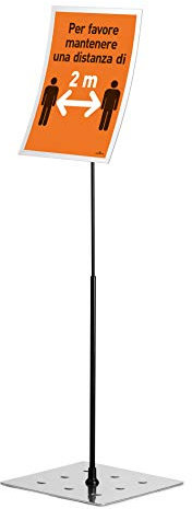 Durable Bodenständer Duraview Stand (mit Magnetrahmen, für Aushänge in A4) 1 Stück, silber, 498123