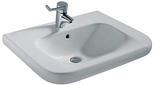 Ideal Standard Connect/Contour Waschtisch S238901, weiß, B: 600, T: 550, 1 Hahnloch mittig durchgestochen, mit Überlauf, unterfahrbar