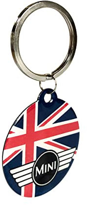 Nostalgic-Art Retro Schlüsselanhänger, Ø 4 cm, Mini – Union Jack – Geschenk-Idee für Mini Cooper Fans, Original Lizenzprodukt (OLP), aus Metall, Vintage Design