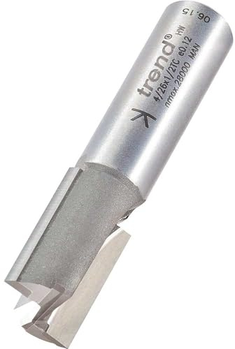 Trend Straight Two Flute TCT Router Cutter, 1/2 Inch Shank, 15.9mm x 25mm | Professional Tungsten Carbide Tipped Cutter For Clean Straight Routing, 15.9mm Diameter, 25mm Cut Length, 4/26X1/2TC