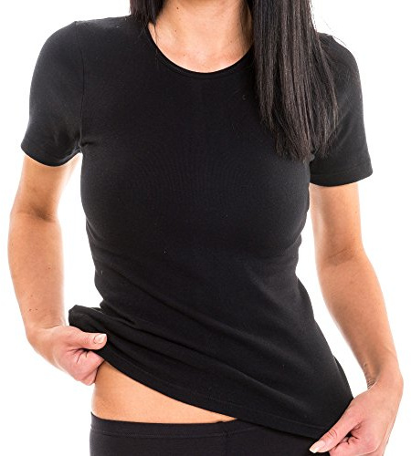 HERMKO 1800 Damen Kurzarm Shirt mit Rundhals-Ausschnitt aus 100% Bio-Baumwolle,Farbe:weiß;Größe:36/38 (S)