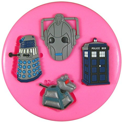 Dr Who Tardis Darlek K-9 & Cyberman Silicone Mould Mold for Cake Decorating Cake Cupcake Toppers Icing Sugarcraft Tool by Fairie Blessings