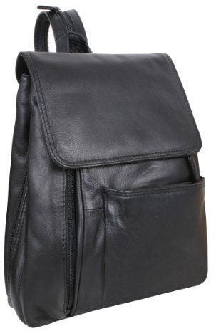Rucksack LOUANA in Echt-Leder, schwarz, 27x23x10cm