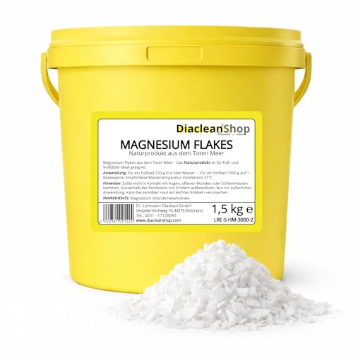 DIACLEANSHOP Magnesium Flakes Totes Meer 1,5kg Magnesiumchlorid Hexahydrat | Ideal für Magnesiumbad Fußbad Vollbad Magnesiumöl Naturprodukt