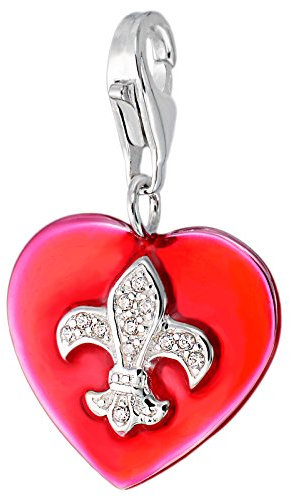 MELINA Charm Anhänger Herz französische Lilie rote Emaille White Zirkonia Silber 925 1801790
