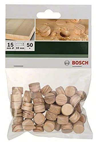 Bosch Accessories 2609255320 Set de 50 bouchons en hêtre Diamètre 15 mm Epaisseur 10 mm