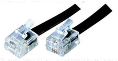 5m ADSL Cable - Premium Quality/Gold Plated Contact Pins/High Speed Internet Broadband/Router or Modem to RJ11 Phone Socket or Microfilter/Black
