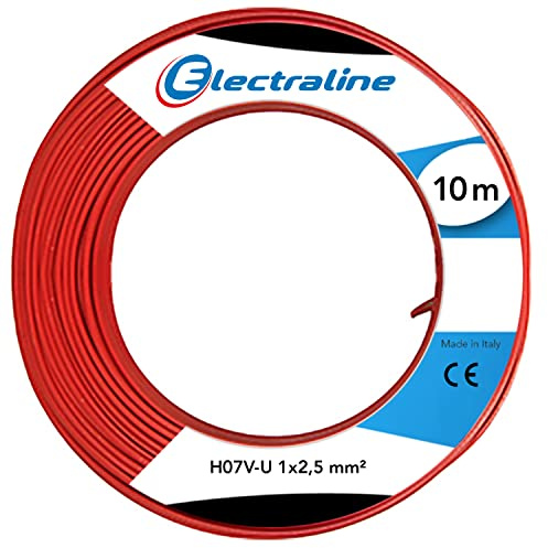 Electraline 60101025A, Kabel H07V-U Abschnitt 1x2,5 mm², Länge 10 m, Rot