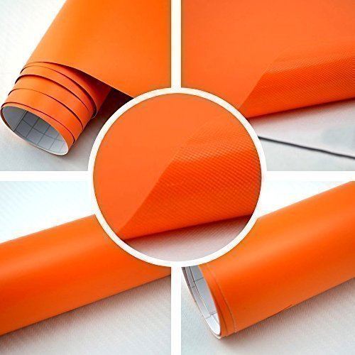 TipTopCarbon 6,57€/m² Autofolie Matt Orange 1m x 1,52m Auto Folie BLASENFREI mit Luftkanälen 3D Flex