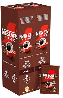 Nescafé Café soluble natural - 2 estuches x 50 sobres de 2 g - Total: 200 g