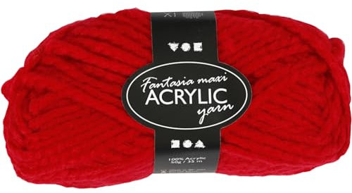 Fantasia di lana acrilica, L: 35 m, 1x50 g, rosso