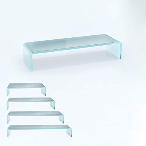 bijon TV Aufsatz Glas Bildschirm-Erhöhung | PC Monitor-Erhöhung, Schreibtisch-Aufsatz für Laptop Erhöhung, Monitor-Erhöhung | (B/T/H) 650x250x110mm - Satin