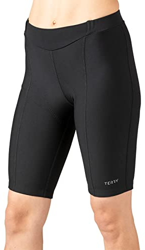 Terry Touring Bike Shorts Womens Padded 10 Inch Long Inseam Cycling Shorts for Women Compression Pockets Leg Grippers - Black, Large