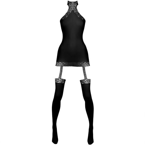 Lovehoney Lingerie Dangerous Curves Bodystocking - All in One Sheer Suspender and Stockings Womens Lingerie Set with Lace Detail - Sizes: 8-22