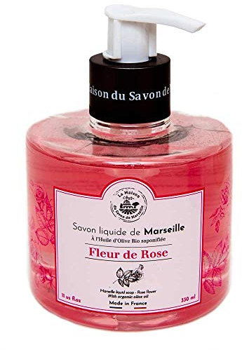 Maison Du Savon De Marseille - French Liquid Soap Made with Organic Olive Oil - Rose Hand Wash - 330 Millilitres