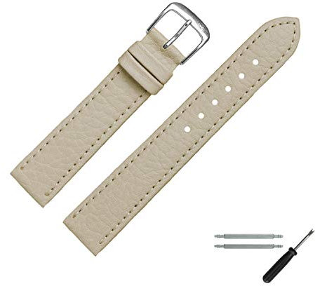MARBURGER Uhrenarmband 18mm Leder Vegan Taupe - Werkzeug Montage Set 5201825000120
