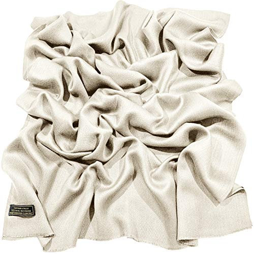 CJ Apparel Off-White Normallack Design Nepalesischer Fransenschal Schal Stola Wrap Pashmina NEU