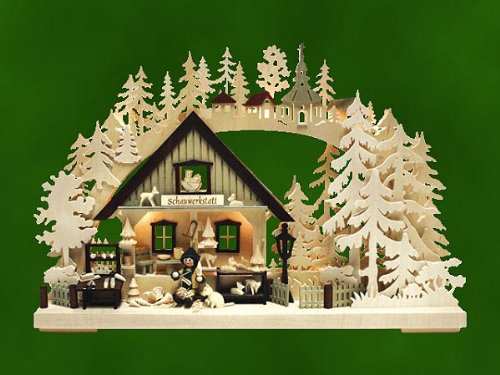 Ratags 3D Schwibbogen - Schnitzerei - 43x30x7cm - Original Erzgebirge Schwibbögen